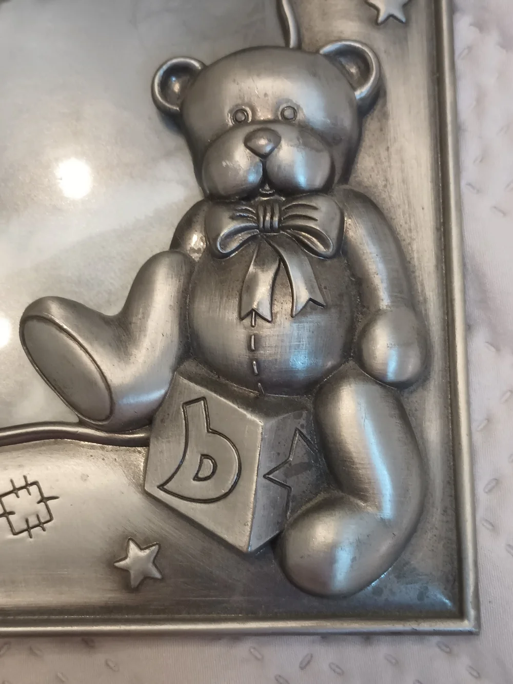 Fetco Pewter Teddy Bear Frame with Stars 6x4
